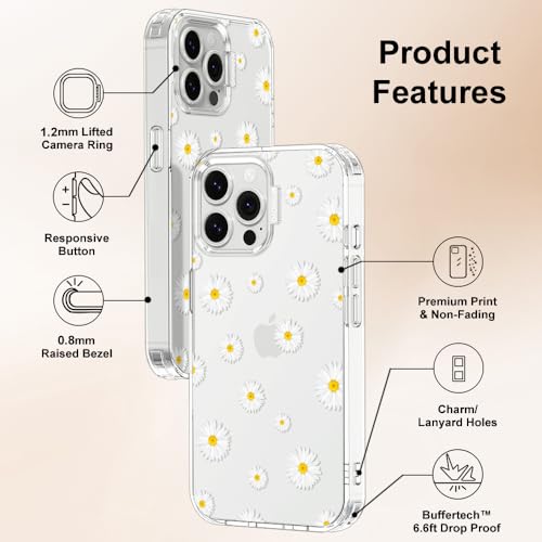 Image of MOSNOVO Compatible with iPhone 13 Pro Max Case, Cute Daisy for Girl Women [ Buffertechaa€ž¢ Shockproof ] Transparent TPU Bumper Clear Phone Case Cover Designed for iPhone 13 Pro Max 6.7 Inch