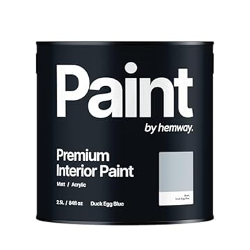 Hemway - Premium Interior Paint - Duck Egg Blue 2.5 L | Indoor Matt Finish, Acrylic & Water-Based Emulsion | Quick Dry & High Coverage for the Kitchen, Bathroom & Bedroom