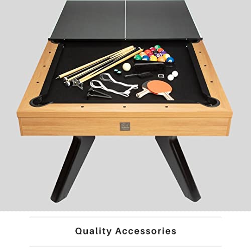 Freetime Fun Carson 7-Ft 3 In 1 Multi Game Table Featuring Pool Dining Table And Table Tennis Table; Storage Benches And Upgraded Accessories Kit Included #TOP6