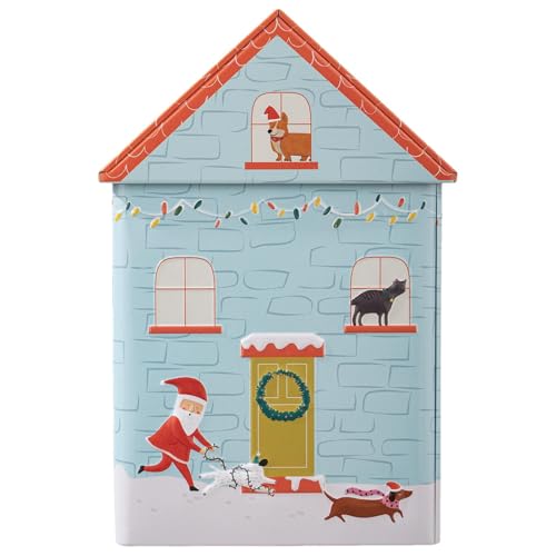 Genérico Latas De Navidad | Tarro Pequeño De Casa Para Caramelos Con Tapa - De Lata Para Navidad | para Embalaje de Tarjetas, Golosinas, Galletas, Rellenos y Detalles de Fiesta Navideña