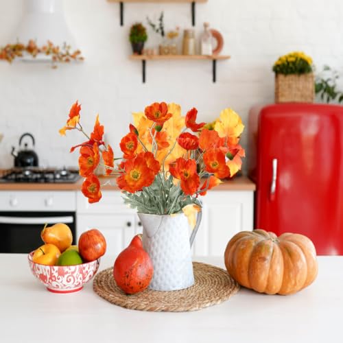Image of 5Pcs Poppy Flowers Artificial Poppy for Home Decor(Dark Orange)