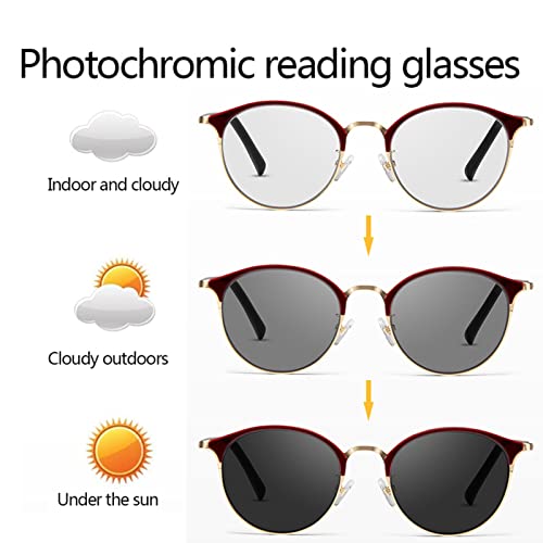 Fotochromowe progresywne wieloogniskowe komputerowe okulary do czytania, damskie ultralekkie modne okulary do gier (rozmiar: 3,0 x)