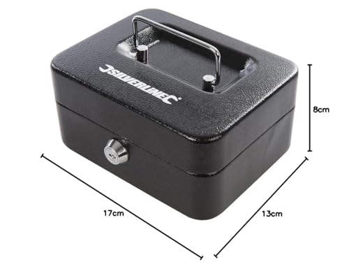 Silverline 795764 Metallkassette für Geld und Wertsachen, abschließbar, Black