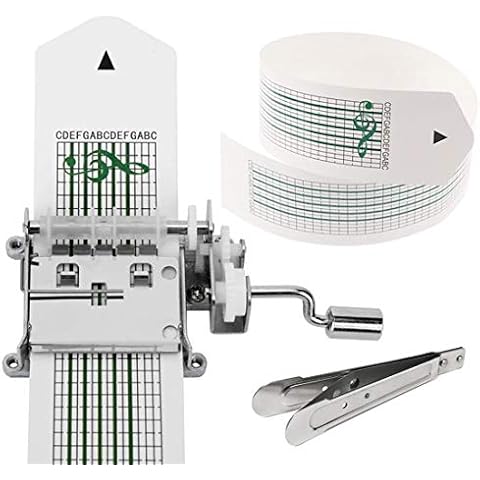 Wailicop DIY Music Box Kit 15 Note Tape Hand Crank Music Box Movement + Hole Puncher + 20 Blank Strip Tapes for Your Customize Songs Gift Cover