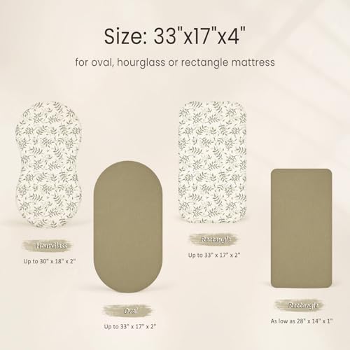 Image of lulumoon Baby Muslin Bassinet Sheets: Skin-Friendly Leaf Bassinet Sheets for Boys - Fitted for Oval Rectangle or Hourglass Mattress