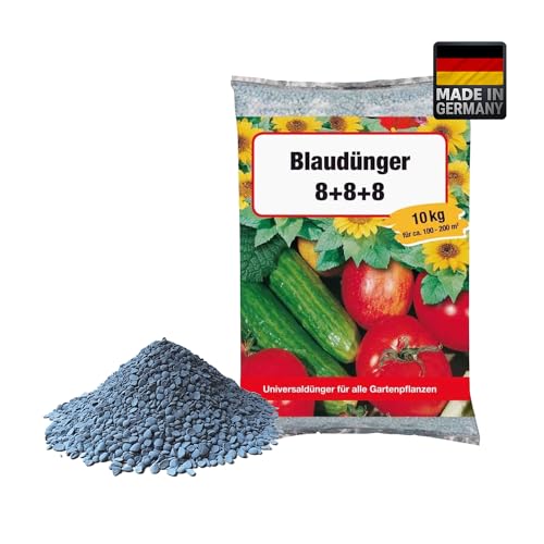 Blaukorn Dünger 10 kg für Blumen, Garten, Gemüse, Kräuter, Obstbau und Pflanzung, Blaudünger 8+8+8 NPK Langzeitdünger