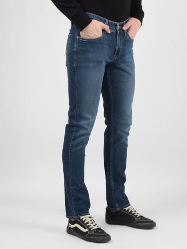 Image of Numero Uno Men's Blue Low Rise Skinny Fit Sustainable and Stretchable Jeans