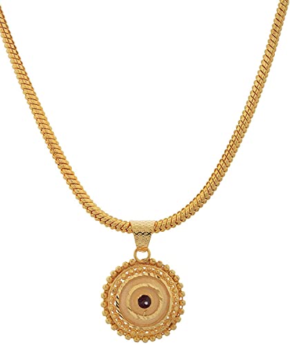 Image of Handicraft Kottage 1gm 22Ct Gold Plated chain with Pendant | latest & Stylish Celebrity Inspired Chain /Necklace /Jewellery Set /Fashion jewellery for Men, Women Boys Girls