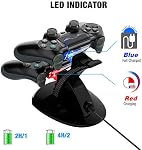 VSEER Dual Shock PS4 Charging Station - Twin Charge Docking Station Stand PS4 Charger for Pro/Slim Controllers, Black