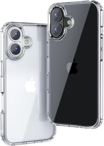 Image of ClearShield Transparent Back Cover for iPhone 16, Hybrid PC & TPU Shockproof Design, 360 Degree Protection Crystal Clear Case, Anti-Scratch Armor Mobile Phone Cover