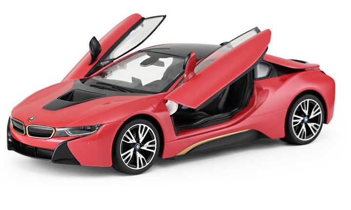 Image of Invite Enterprise 1:32 BMW I8 Toy Car Metal Pull Back Diecast Car with Openable Door and Sound Light, Gifts Toys for Kids (Red Color)