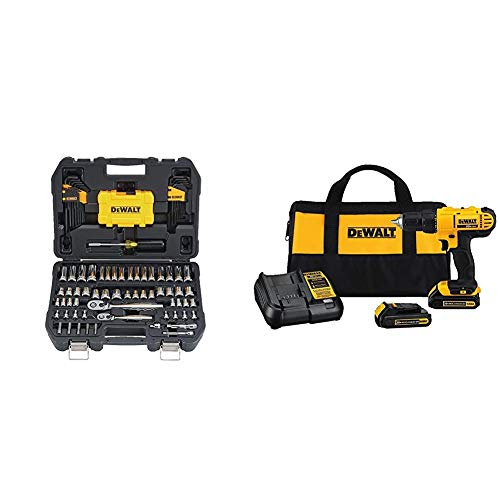 DEWALT Mechanics Tools Kit and Socket Set, 108-Piece (DWMT73801) & 20V MAX Cordless Drill / Driver Kit, Compact, 1/2-Inch (DCD771C2)