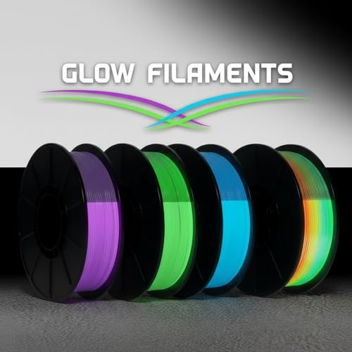 Image of 3D Printer Filament Bundle, Glow in The Dark Filament Multicolor, Green, Blue, Purple and Rainbow, PLA Filament 1.75 mm, Dimensional Accuracy + /- 0.03 mm, 250g X 4 Pack