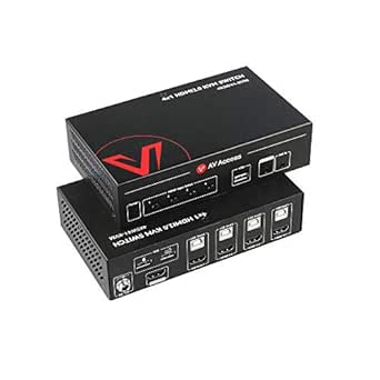 KVM Switch 4 Computers 1 Monitor, HDMI 2.0 4K@60Hz, Dolby Vision, with Audio, HDR10, HDMI USB Switch 4x1, 4 Ports for 4 PCs Share One Monitor, Supports USB 2.0 Keyboard &amp; Mouse