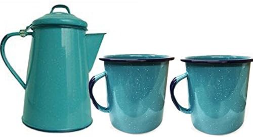 La Mexicana - Cafetera esmaltada y juego de 2 tazas : Amazon.es: Deportes y  aire libre