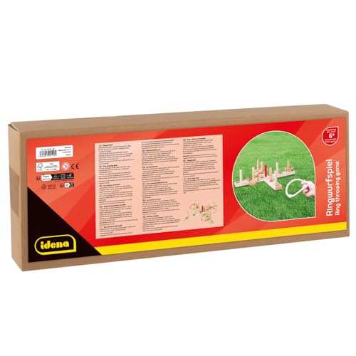 Idena - Ringwurf-Spiel aus Holz mit 9 Spielstäben und 4 Ringen aus Sisal, Geschicklichkeits-Spiel für Kinder und Erwachsene, beliebtes Outdoor-Sportspiel für den Sommer, im Garten oder Park