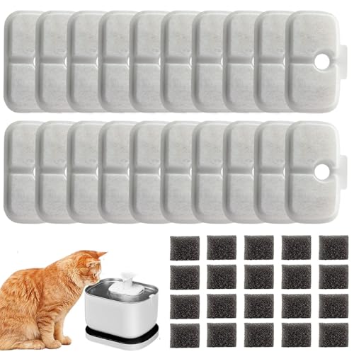Image of 20 Pack Cat Water Fountain Replacement Filter for Petlibro Dockstream Cat Water Fountain PLWF005 /PLWF115 /PLWF105, Pet Fountain Replacement Filters with Pre-Filter Pump Sponges(20+20)