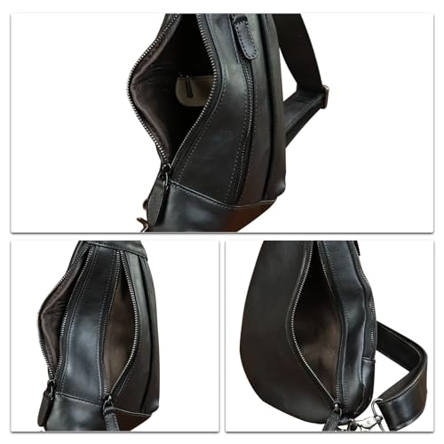 Image of Genuine Leather Sling Bag for Men and Women Vintage Real Leather Crossbody Chest Bags Backpack Purse for Travel Hiking