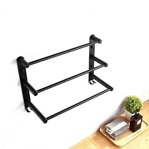 Udavivi Wall - Mounted Towel Rack,3 Tiers Bath Towel Bar Wall Mounted Towel Rack For Bathroom Kitchen Balcony - Black Bathroom Supplies, Towel Hanger And Bath Towel Holder #TOP3