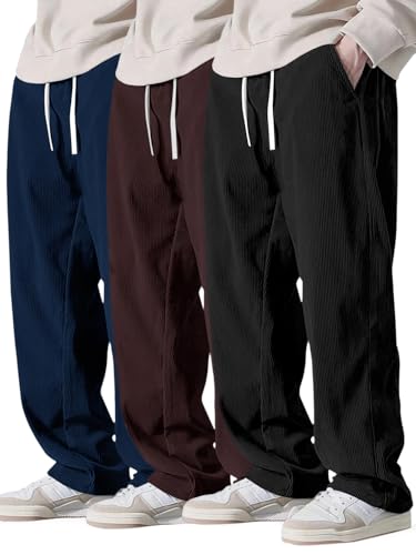 Image of Pinkmint Men's Poly Lycra Ribbed Relaxed Fit Stretchable & Comfortable Trouser | Flexible Elastic Waist with Drawstring Lower for Man