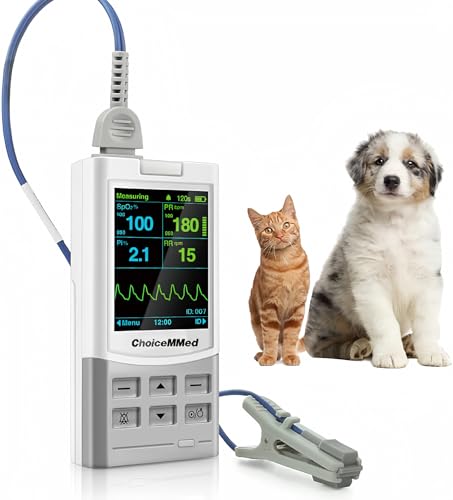 ChoiceMMed Handheld Pulse Oximeter for Vet Use - Heart Rate - Medical Monitoring for Dog, Cat, and Small Animals - Blood Oxygen Saturation Medical Monitoring Equipment
