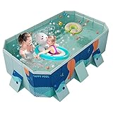 Piscina da bagno pieghevole per bambini | Piscina in PVC con telaio rigido spesso e senza inflazione | Piscina per giochi d'acqua con doppie porte di drenaggio, piscine fuori terra all'aperto, Peegsan