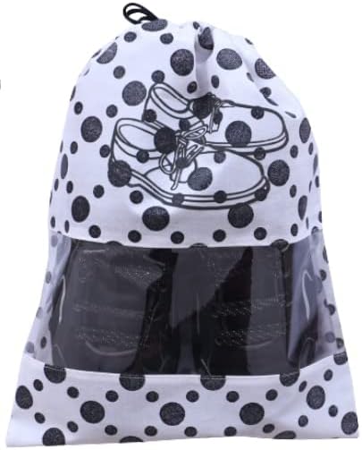 Polka Dot Travel Shoe Bag – Black Dots, Waterproof Dustproof Shoe Organizer for Men & Women, Set of 6, Ideal for Storage & Luggage Use