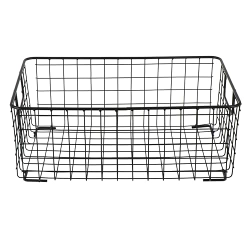 Mikikit Cesta de Almacenamiento para Cocina Grande de Hierro Negro, Contenedor Multipropósito para Frutas y Aperitivos, Organizador de Artículos Hogar y Ahorro de Espacio