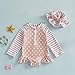 Baby Girl Rash Guard Swimsuit Cute Fashionable Long Sleeve Striped Dot Jumpsuit with Hat 2Pcs Swimwear (Khaki, 2-3 Years)