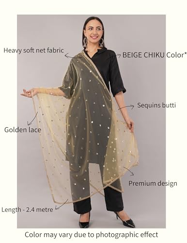 Image of Net Butti Dupatta for Women | Chex Design Chunnis for Women | Bridal Dupatta for Wedding | Festive & Casual Wear Dupatta for Kurti & Salwar Suit | Dupatta for Women