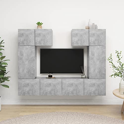 Snsowed Juego de Mueble para TV de 6 Piezas aglomerado Gris hormigón, Mueble TV, Mueble Salon, Mueble TV Salon, Mueble Television, Dormitorio Completo, Salones Modernos Completos 3079118