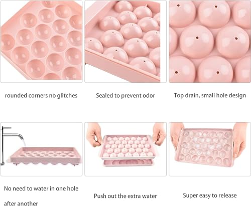 Image of KEMETHY 2-pc Plastic Reusable Flexible Ice Cube Trays, 33 Cavity Mini Round Ice Tray Molds for Whiskey & Cocktails, Keep Drinks Chilled Multicolor (2-33 Ice Plastic Tray)