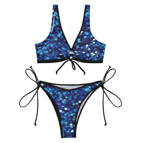 Bikinis de cuerda azul para bronceado uniforme de mujer 4