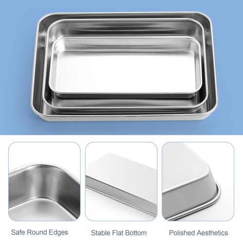 Image of JMU Medical Surgical Stainless Steel 50 Pcs, 10.24 inch x 7.87 inch x 1.18 inch Dental Lab Instrument Trays, Flat Tray