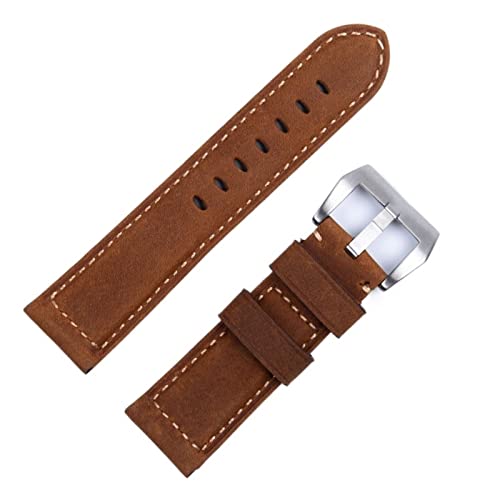 Bracelet de montre 24mm fait main en cuir véritable avec boucle Tang