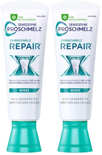 Sensodyne ProSchmelz Repair dentifricio, dentifricio giornaliero con fluoro, 1 x 75 ml, riparato da acidi smalto indebolito (Confezione da 2)