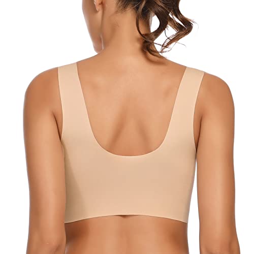 WOWENY Seamless Bras for Women Sleep Leisure Sports Yoga Bra Padded Wireless Thin Soft Comfy Pullover Tops Plus Size2