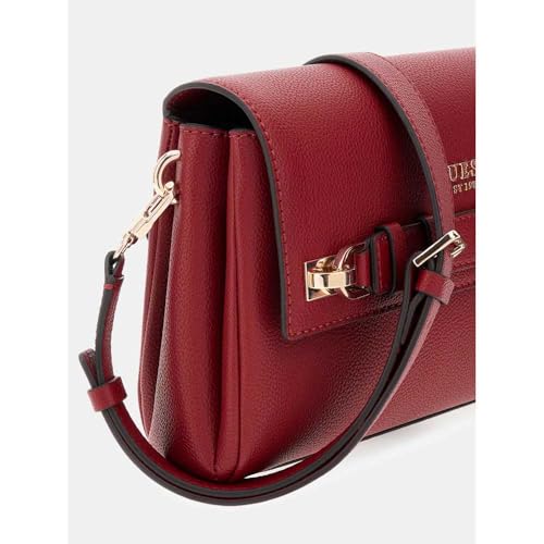 Image of GUESS Red Textured Gregoria Flap Crossbody Bag
