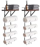 ELYKEN 2 Pack Wall Towel Rack for Rolled Towels, Hanging Towel Storage for Small Bathroom, Metal Tow
