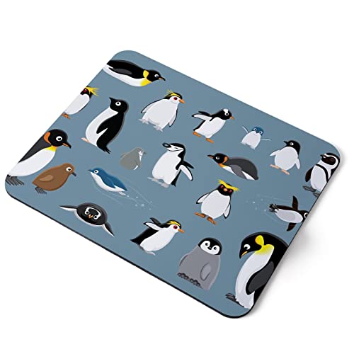 Computer Mouse Mat Pad - Cartoon Penguin Mixture Kids Pattern Home Office PC Desk Accessory Flexible Fabric Top Large 5mm Laptop Desktop Printed Art Ergonomic #44533