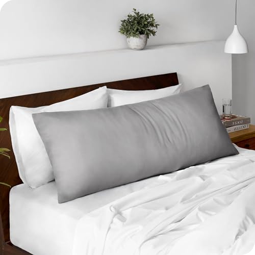Image of Bare Home Microfiber Body Pillow Cover - Ultra Soft - Cooling Pillowcase - Double Brushed - Pillowcase with Zipper Closure - Easy Care (21''x54'' Body Pillow Cover, Light Grey)