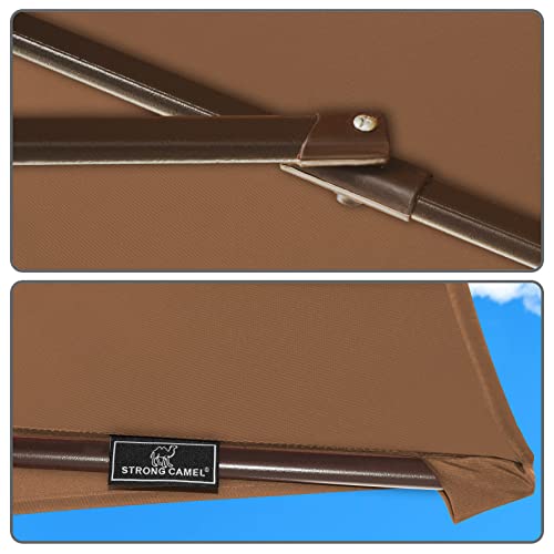 Strong Camel 9Ft Half Round Patio Market Umbrella W/ 5 Ribs - Easy Crank Opening Shade Canopy For Balconies, Porches, Or Against A Wall By Pure Garden (Brw) #TOP5