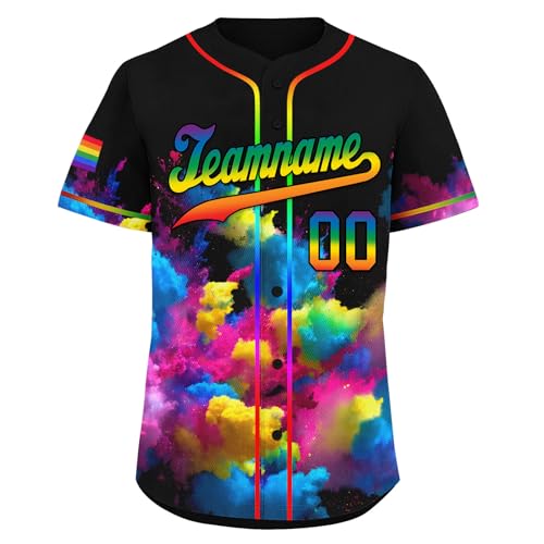 Custom LGBT Pride Baseball Jersey for Men Women Youth, Stitched/Printed Name Number Pride Shirt Rainbow Jersey miniatura 5