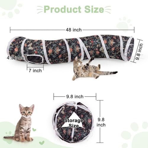 Image of Glittme S-Shape Cat Tunnel, Foldable Cat Tunnels for Indoor Cats