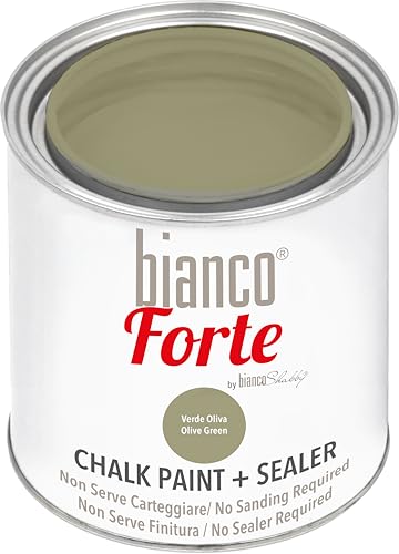 Bianco Forte - Vert Olive - (250ml) - Peinture à la Craie & Vernis 2-en-1: Peinture Ultra Résistante pour Meubles, Armoires, Murs & Portes - Séchage Rapide, Intérieur/Extérieur, Finition Mate