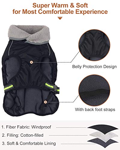 Warm Dog Coat Windproof Dog Winter Jacket, Cozy Waterproof Dog Clothes With Furry Collar For Cold Weather, Reflective Thicken Fleece Lining Pet Outfit Adjustable Pet Vest Apparel For Small Medium Dog #TOP2