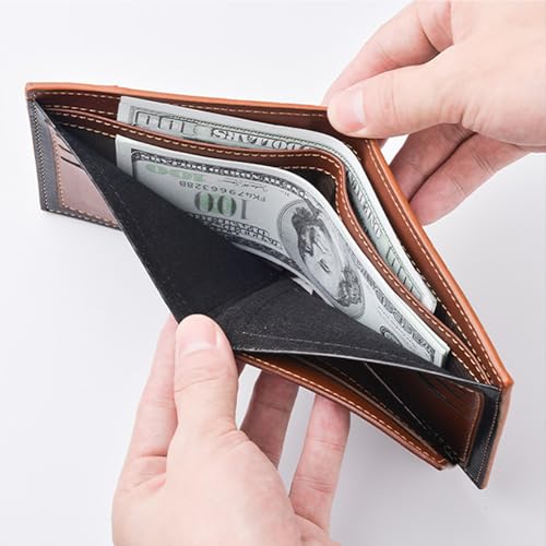 Slim Leather Wallet for Men, Minimalist Credit Card Holder, Ultra Thin RFID Blocking Wallet for Daily Use4
