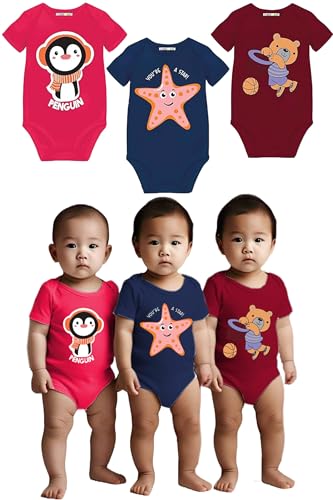 Image of Toddylon Baby Romper New Born Clothes Dress Night Suit Bodysuit Cotton Boys & Girls Gift Half Sleeve Body suit Onesies for Newborn Unisex Summer Rompers