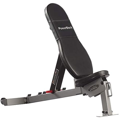 POWERBLOCK Sport Bench, Workout Bench, 5 Position Adjustable Bench & Seat, Built-in Wheels & Handle Kit, Innovative Workout Equipment, Home & Commercial Gyms Silver Cover