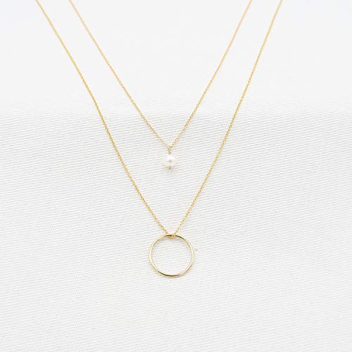 Pearl Necklace layered in gold 14K filled,pearl jewelry, woman's pearl, Set of 2 pendant, Dainty freshwater Pearl, Wedding gift,gift for her